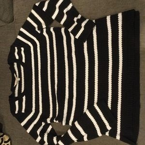 41Hawthorne Black and White Stripe Cotton Sweater